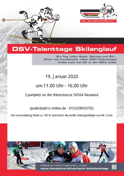 DSV Talenttage 19.01.2020 SRC Heimbach-Weis 2000 e.V. – Skitty nordic Skilanglauf Parcours 1. Wertungslauf Westerwaldtrophy dank Weltneuheit Mr. Snow